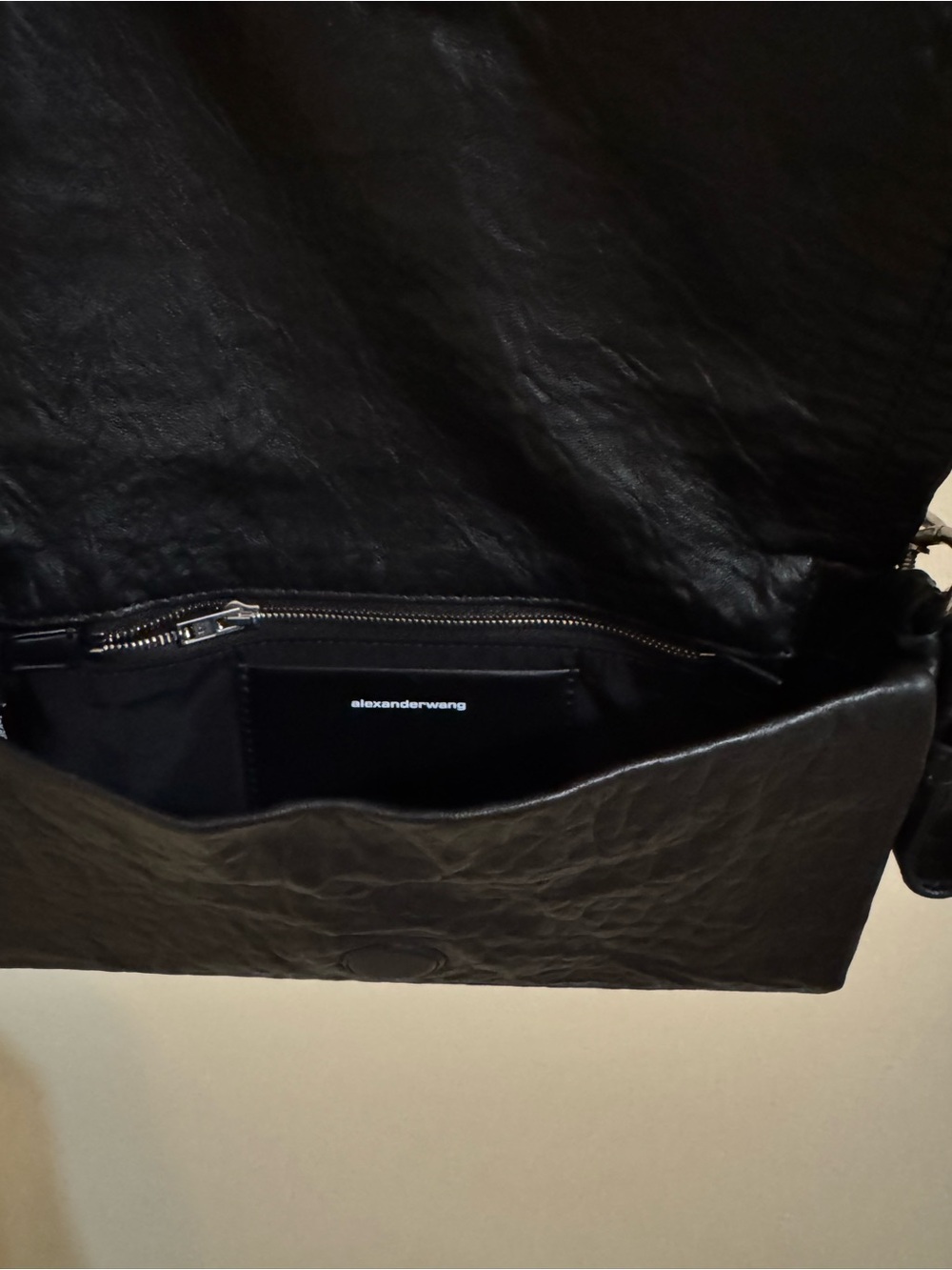 Alexander Wang New Ricco Crushed Slim Flap Bag Leather Black - Picture 12 of 15